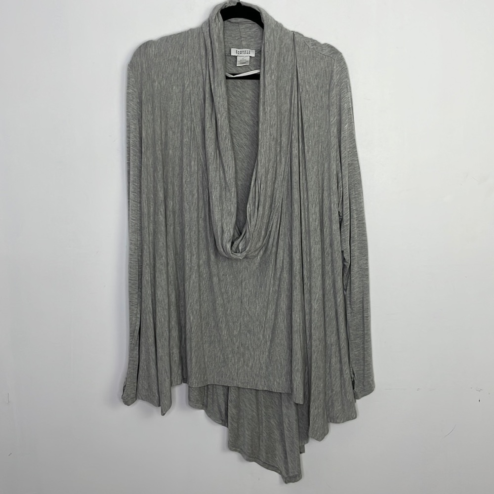Barneys New York drapery cowl neckline oversized stretchy thumb hole top
